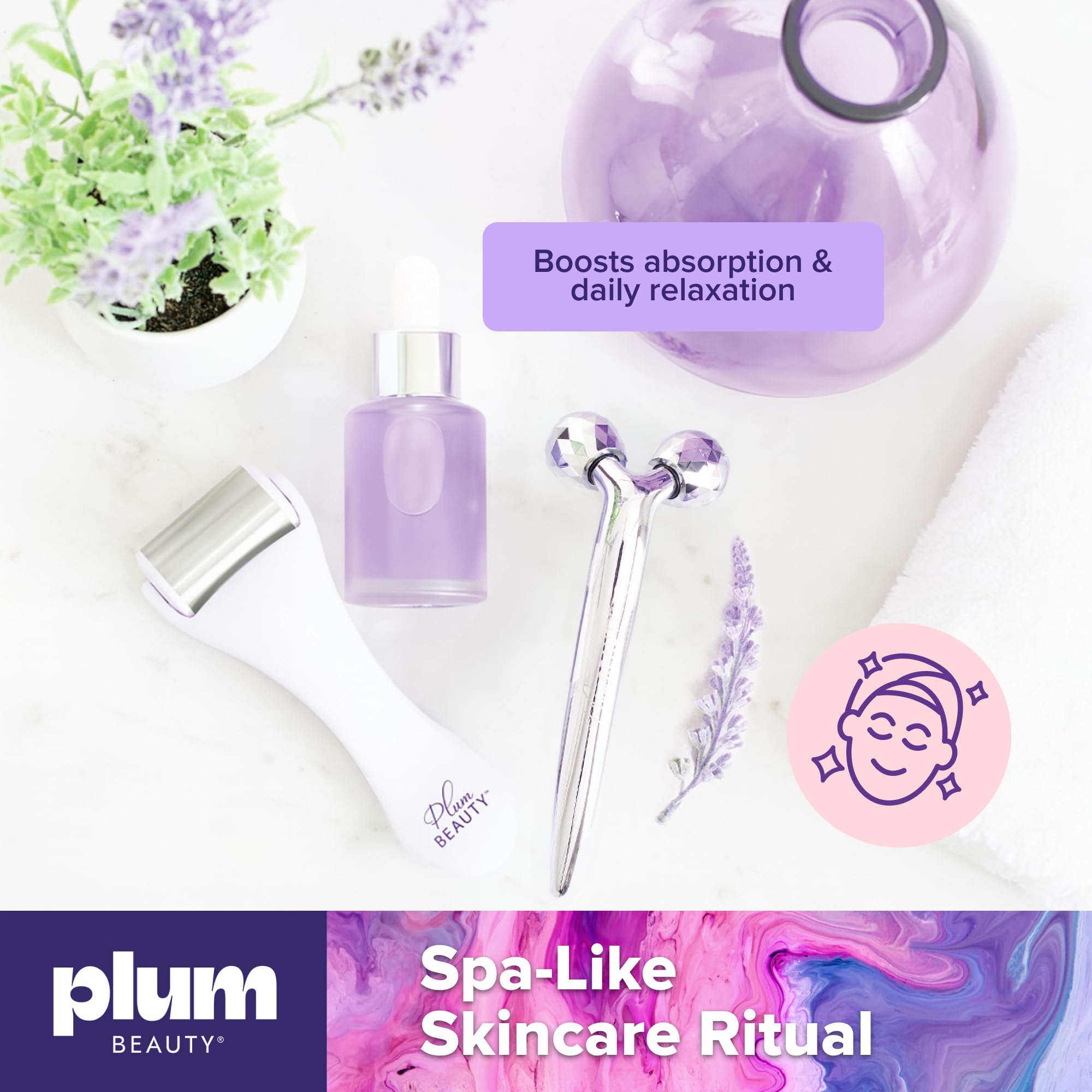 Plum Beauty Skin Care Roller enhances serum absorption for more effective applications.