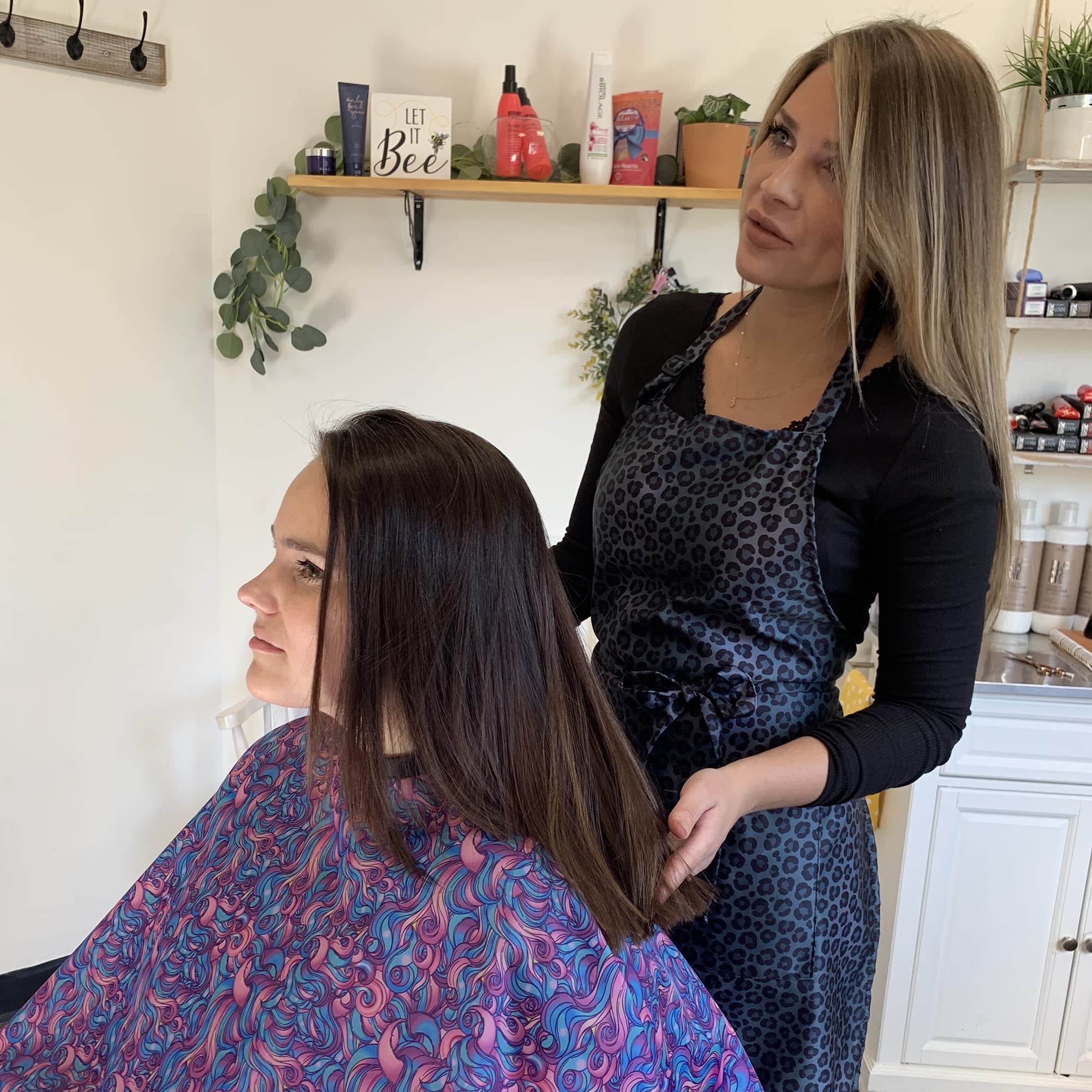 Plum Hill hairdresser apron works for estheticians and students.