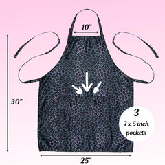 Plum Hill leopard print apron with pockets ideal for styling and makeup.