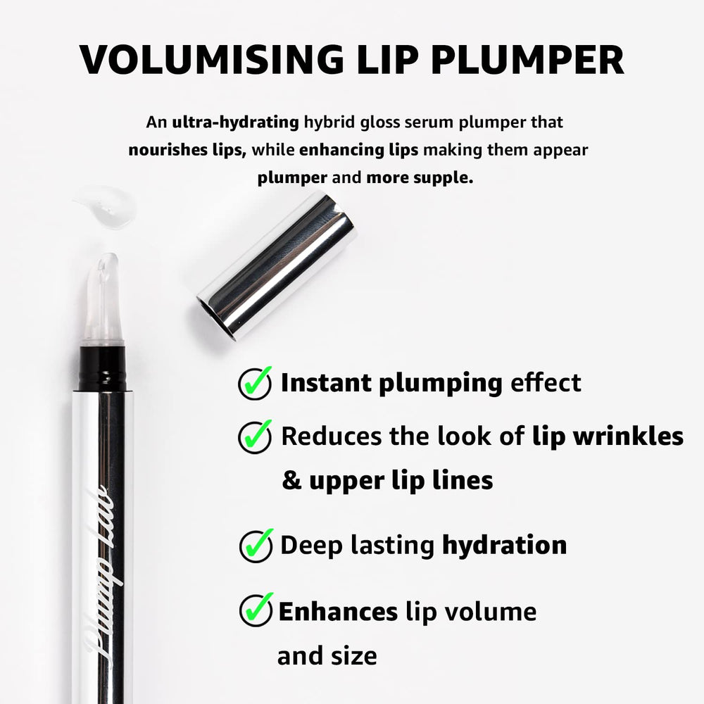 Plump Lab Lip Plumper applicator applying gloss for fuller lips.