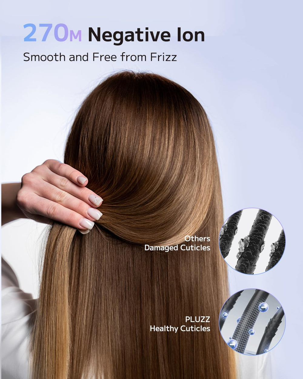 PLUZZ hair dryer ionic balance reducing static for smoother hair