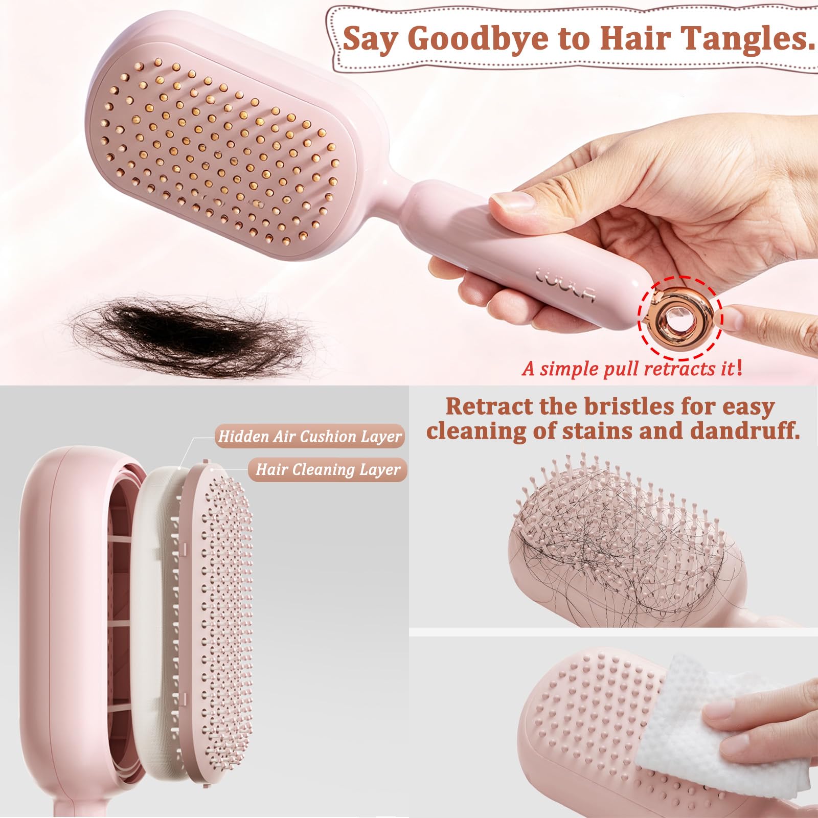 PMDYBY 133-dense bristles detail showing efficient detangling.