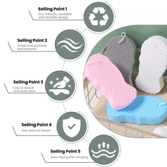 PMLQZA reusable net sponge drying on hook highlights eco-friendly, durable design.