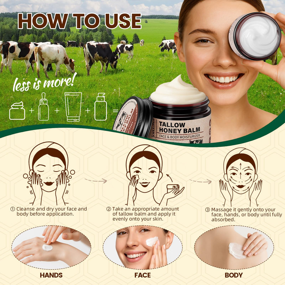 Pnctho Beef Tallow Honey Balm promotes quick absorption and comfort.