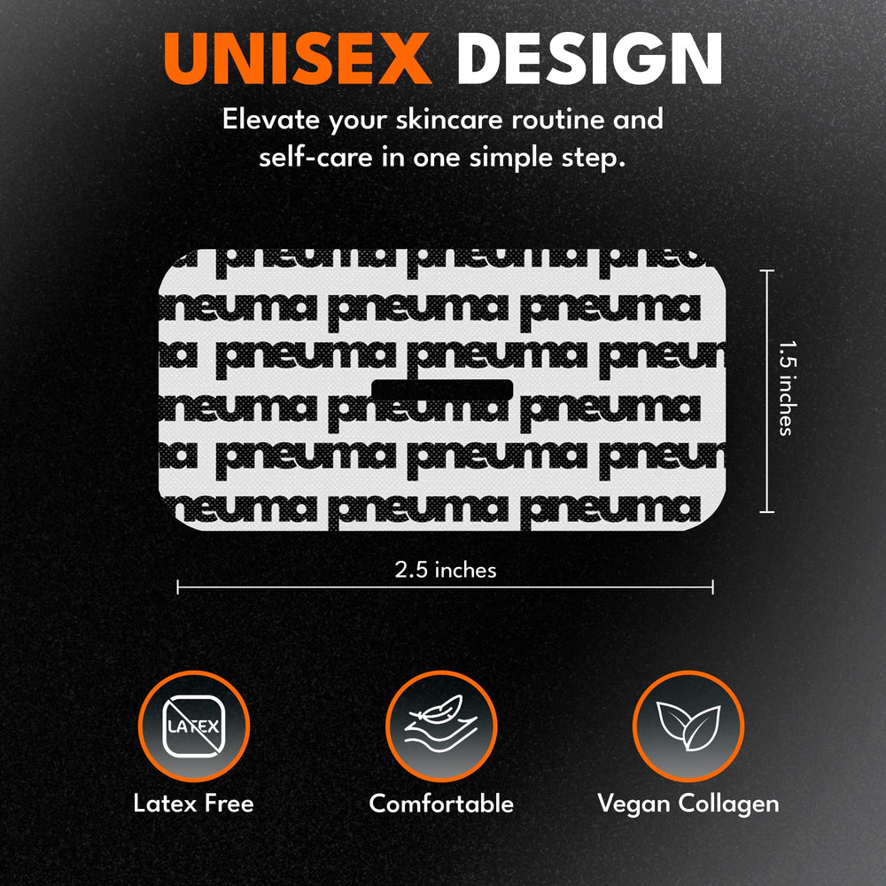 PNEUMA strips show central vent breathable design for secure hold.
