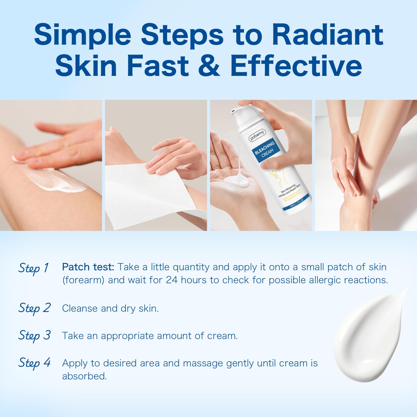Pobemy elbows and knees image reflects targeted brightening for tough areas.