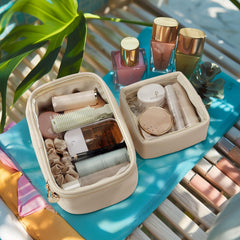 Pocmimut mini makeup bag clear material close-up emphasizes visibility and quick access
