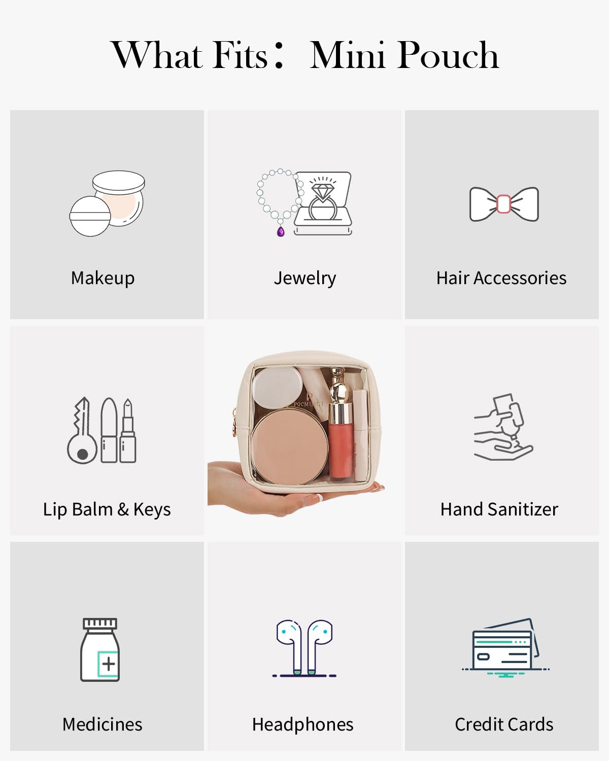 Pocmimut mini makeup bag look in compact travel case demonstrates portability