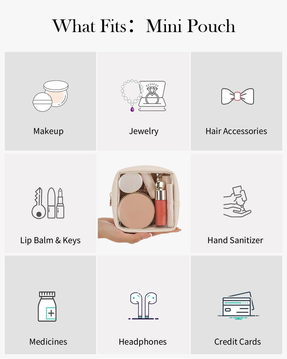 Pocmimut mini makeup bag look in compact travel case demonstrates portability