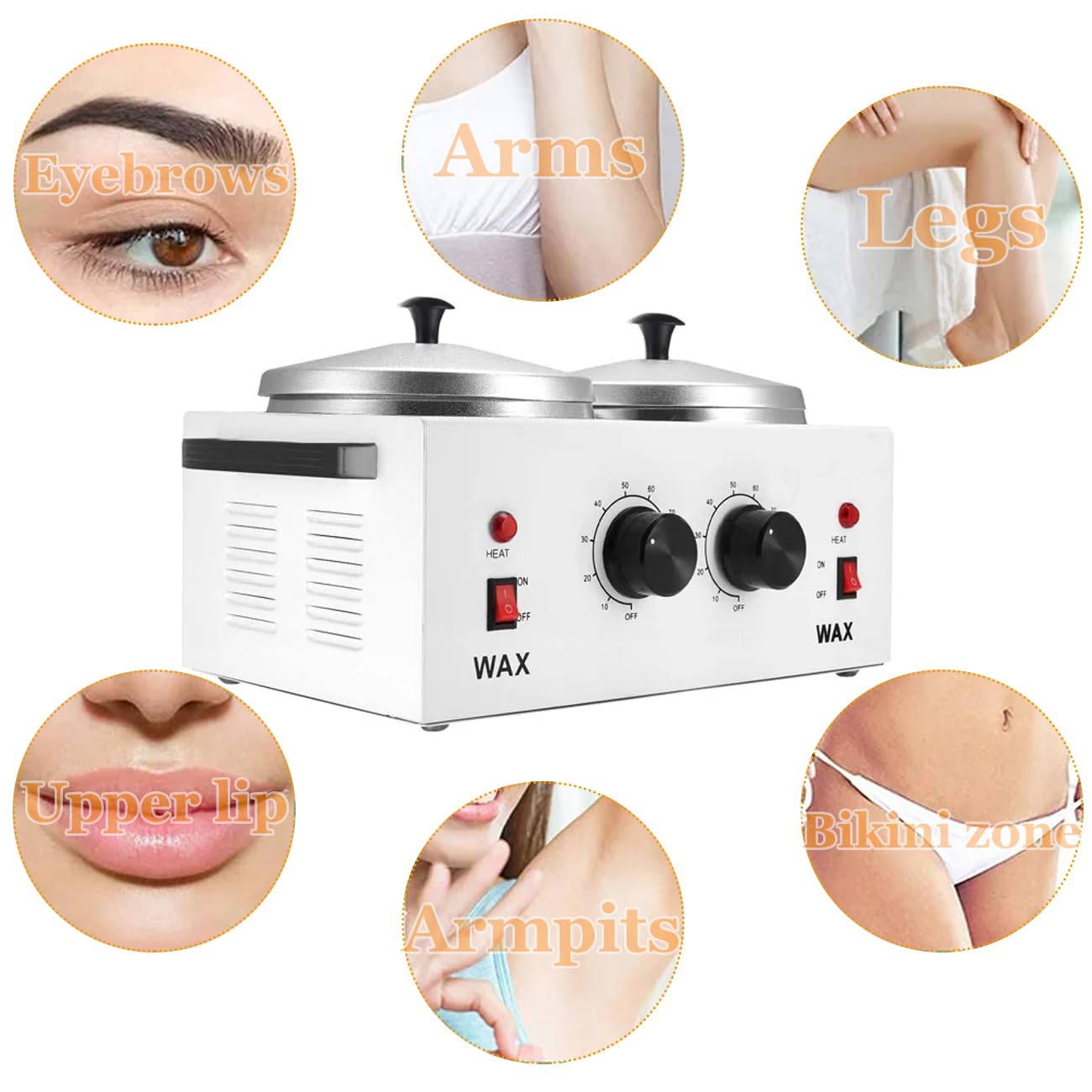 Podoy wax warmer double pot side view suitable for spa environments
