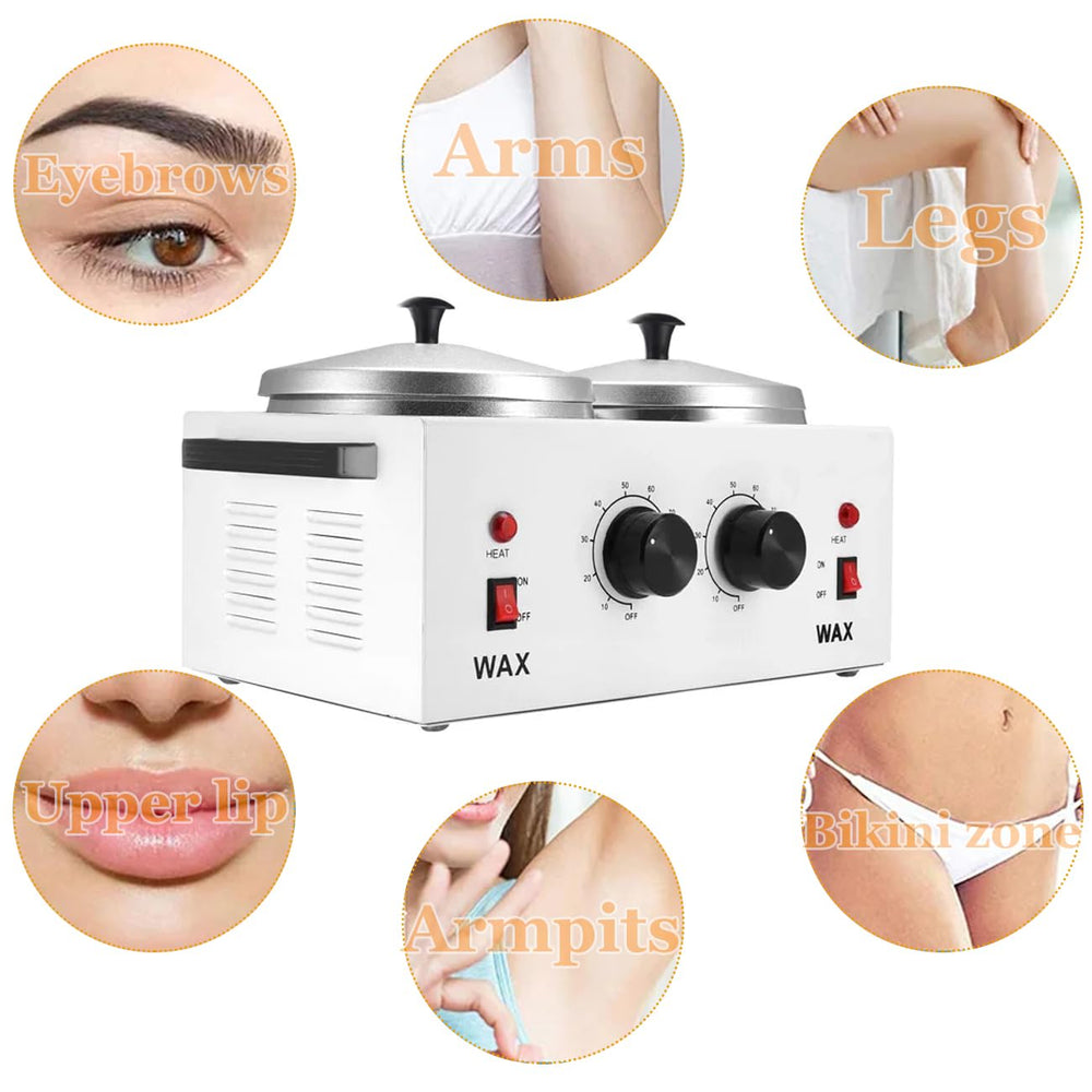 Podoy wax warmer double pot side view suitable for spa environments