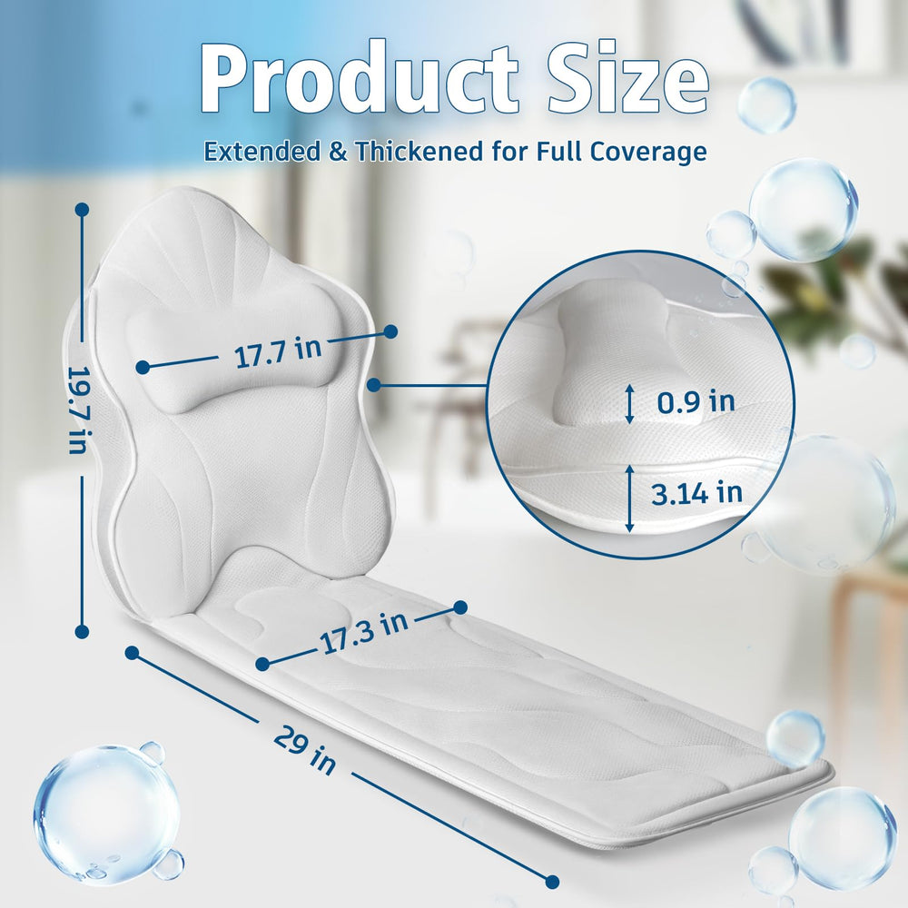 Poemland bath pillow anti-slip suction cups keep it secure on smooth surfaces.