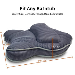 Poemland bath pillow gray ergonomic design supports neck and shoulders during soak.