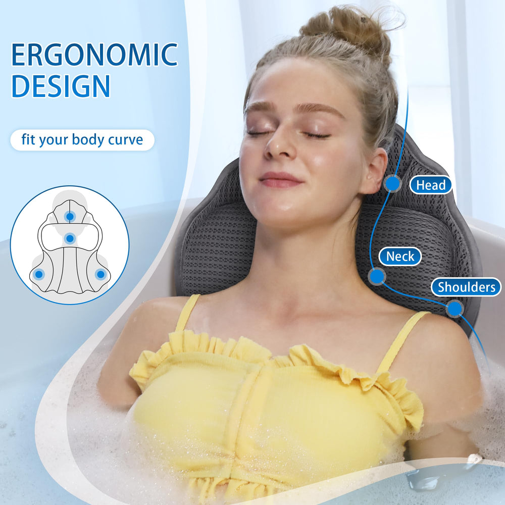 Poemland bath pillow suction cups keep pillow secure during soaks.