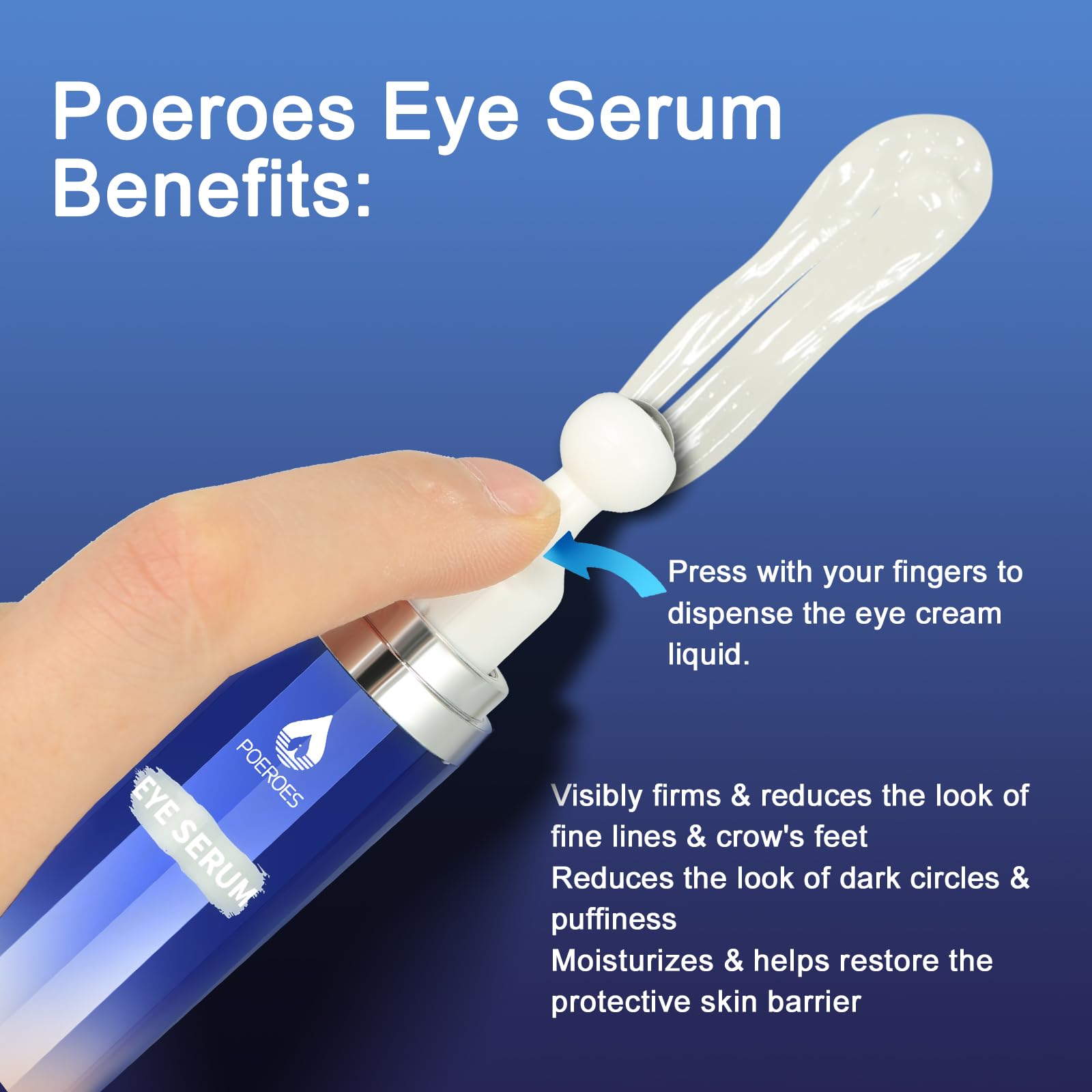 POEROES Eye Serum bottle shows caffeine and retinol ingredients