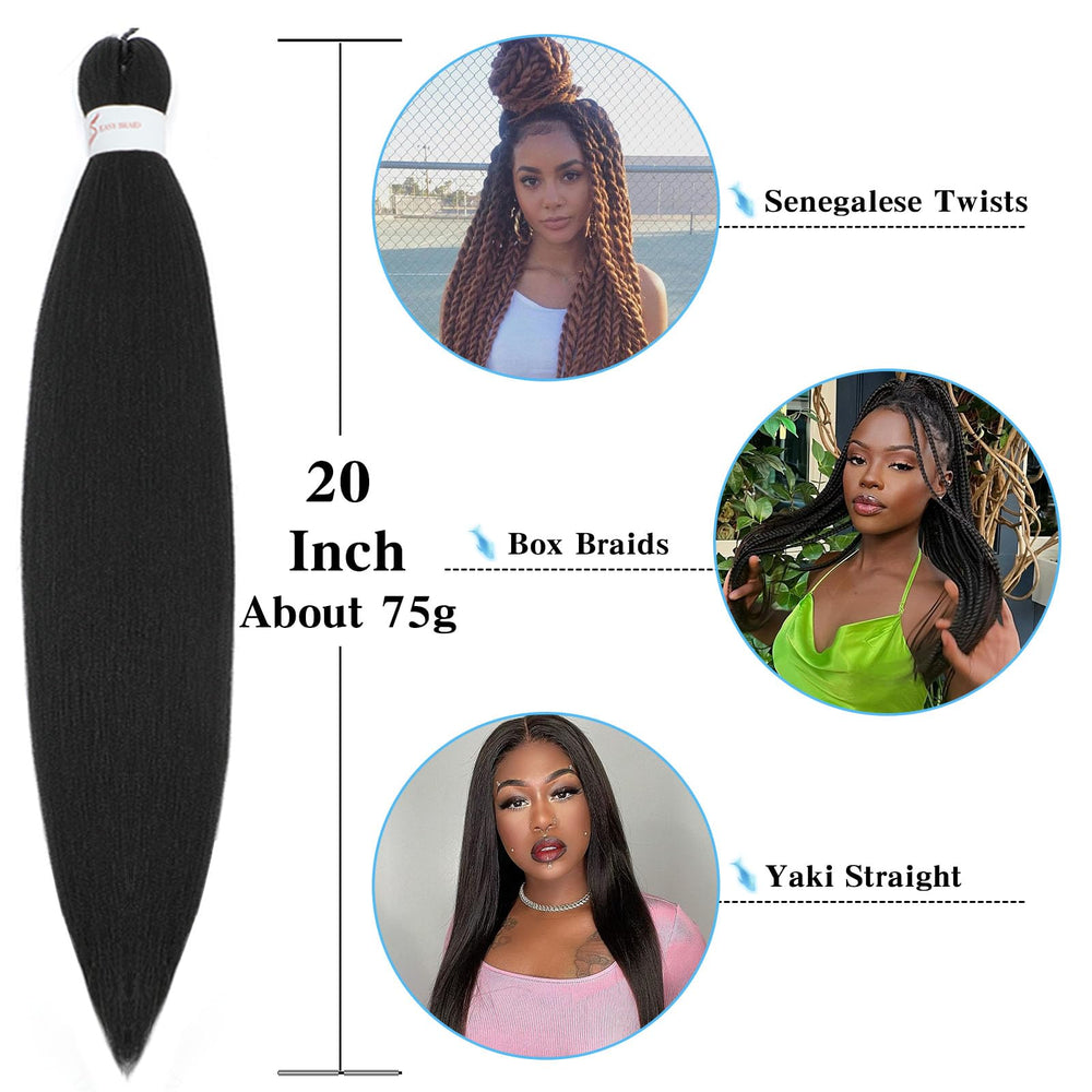 Pofworld pre stretched hair 20 inch length demonstrates versatile styling.