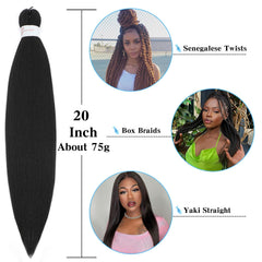 Pofworld pre stretched hair 20 inch length demonstrates versatile styling.