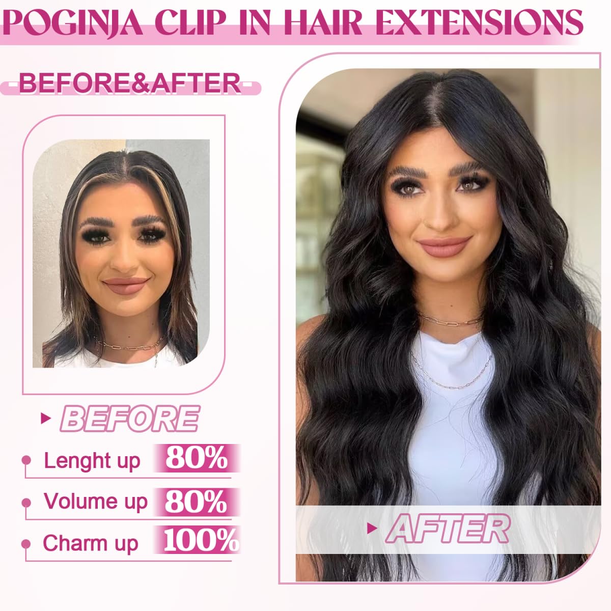 POGINJA natural black 1B close-up blends with real hair