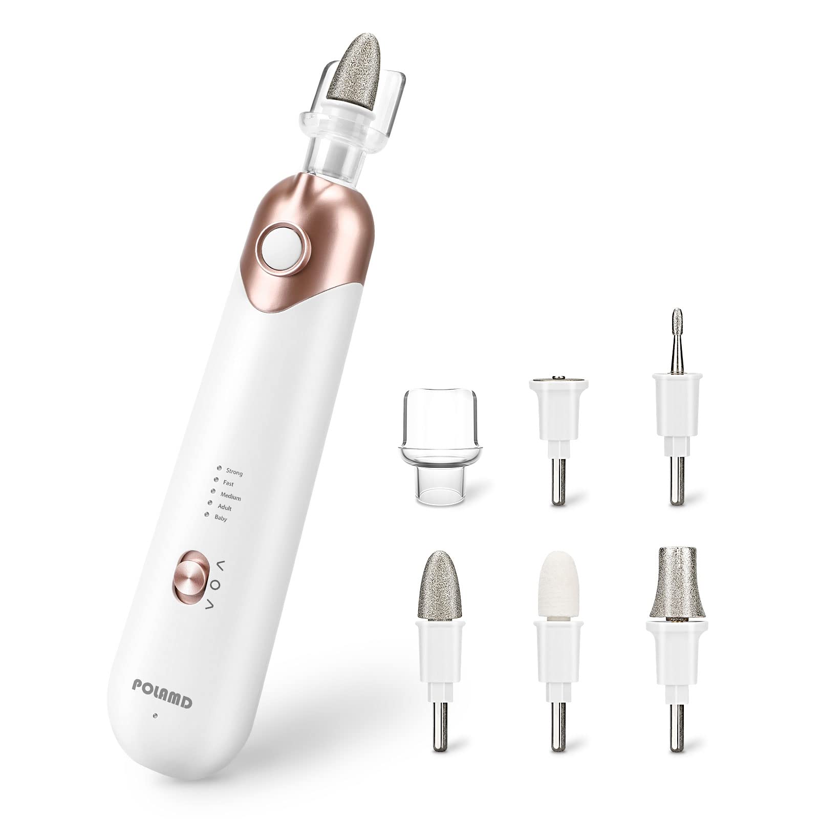POLAMD professional manicure kit close-up ergonomic grip for comfortable use.