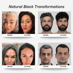 Polar Hair Care gray hair after application reveals natural jet-black shade.