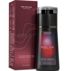 POLAR HAIR CARE red coloring shampoo bottle delivers quick gray coverage for natural-looking color.
