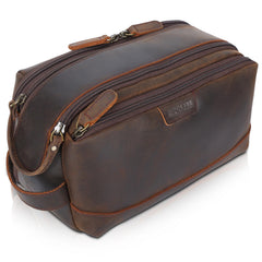 Polare Original full-grain leather toiletry bag with durable travel-ready craftsmanship.