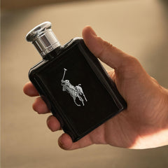 Polo Black eau de toilette angle shot suggests bold, fresh presence.