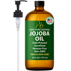 Pomberries Jojoba Oil bottle with pump for easy dispensing and hydration