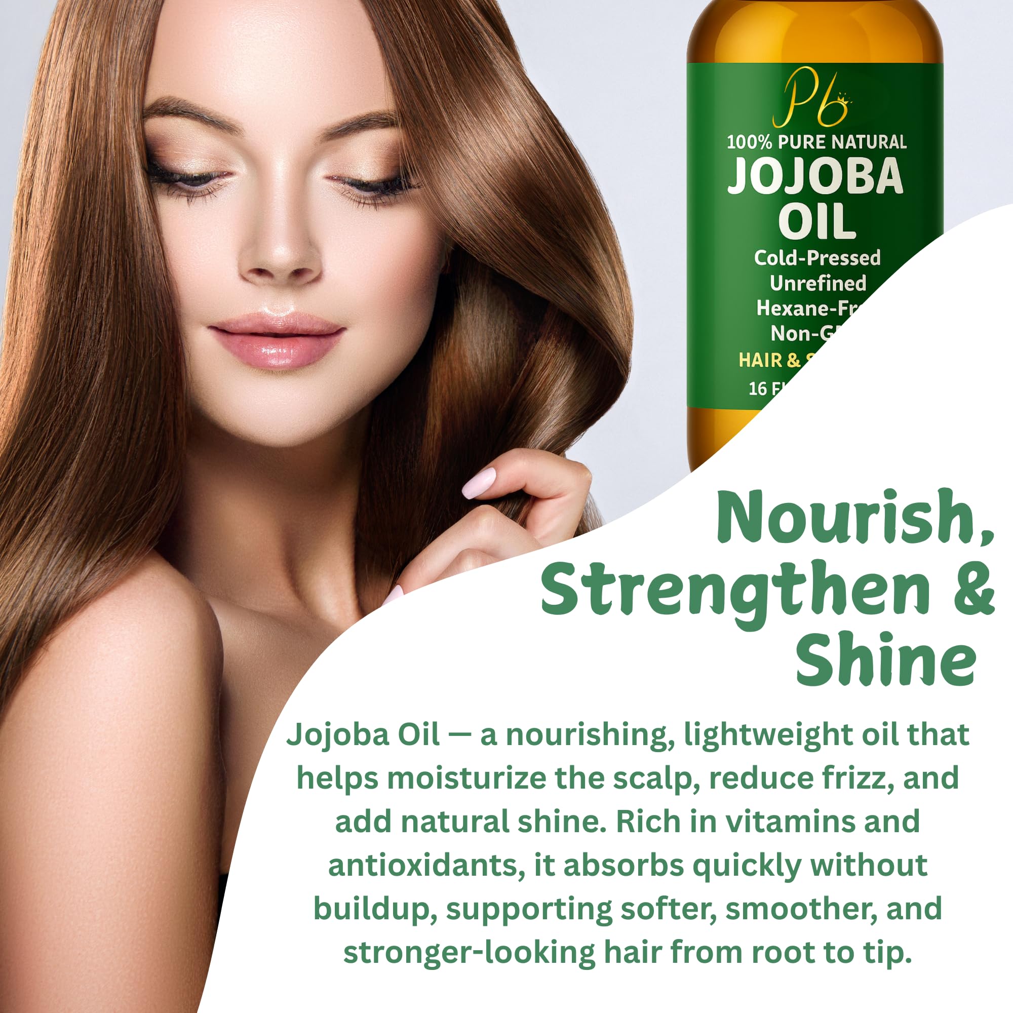 Pomberries Jojoba Oil drop profile emphasizing lightweight, non-greasy texture