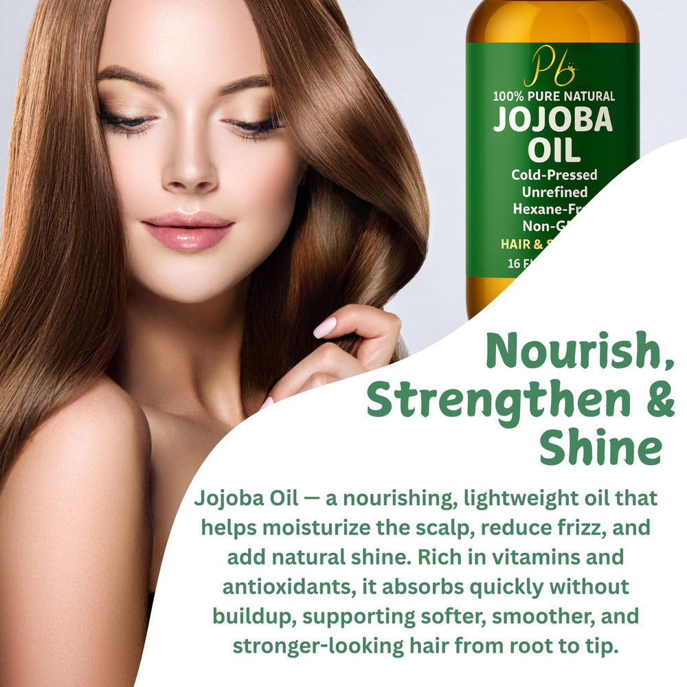 Pomberries Jojoba Oil drop profile emphasizing lightweight, non-greasy texture