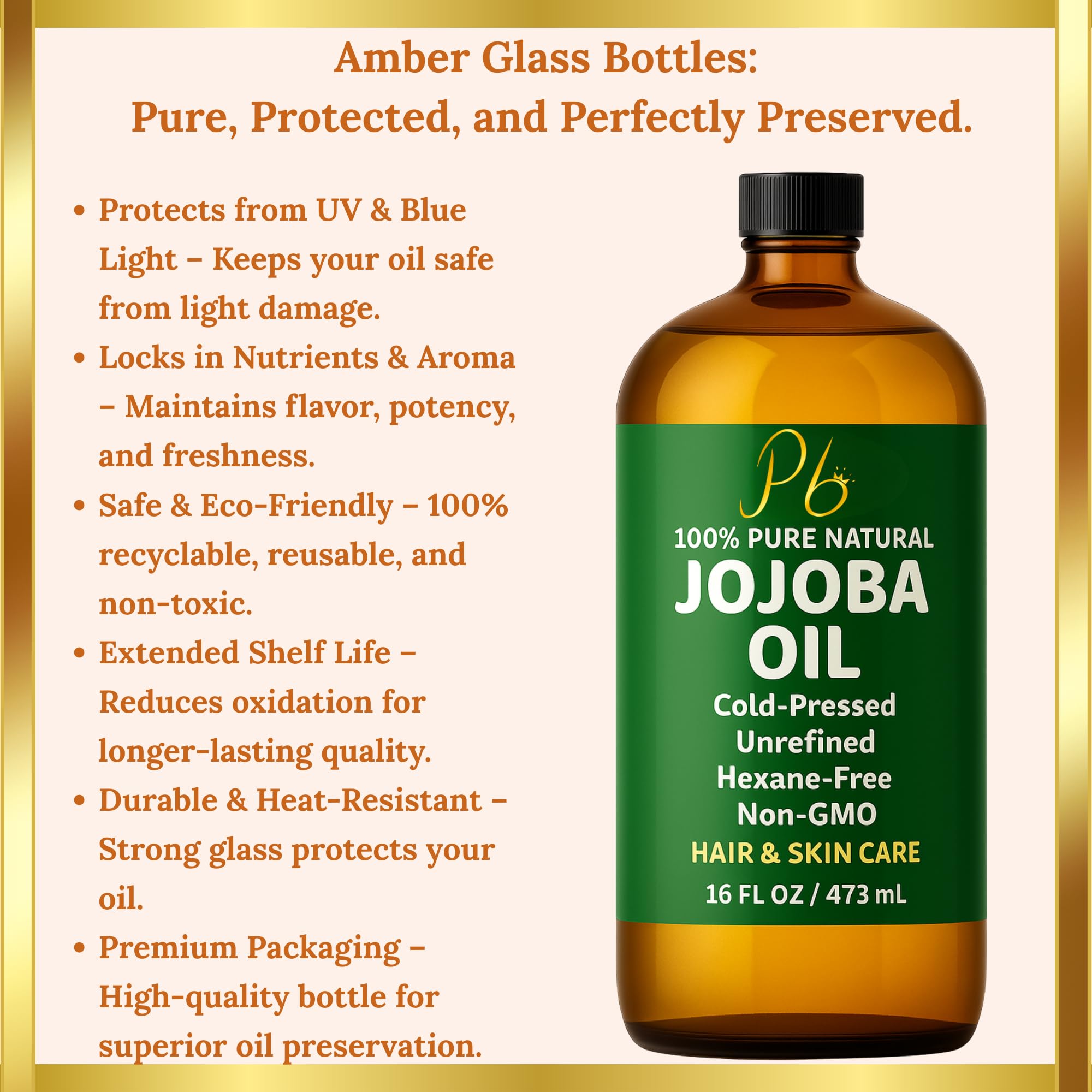 Pomberries Jojoba Oil close-up of label showing cold-pressed purity