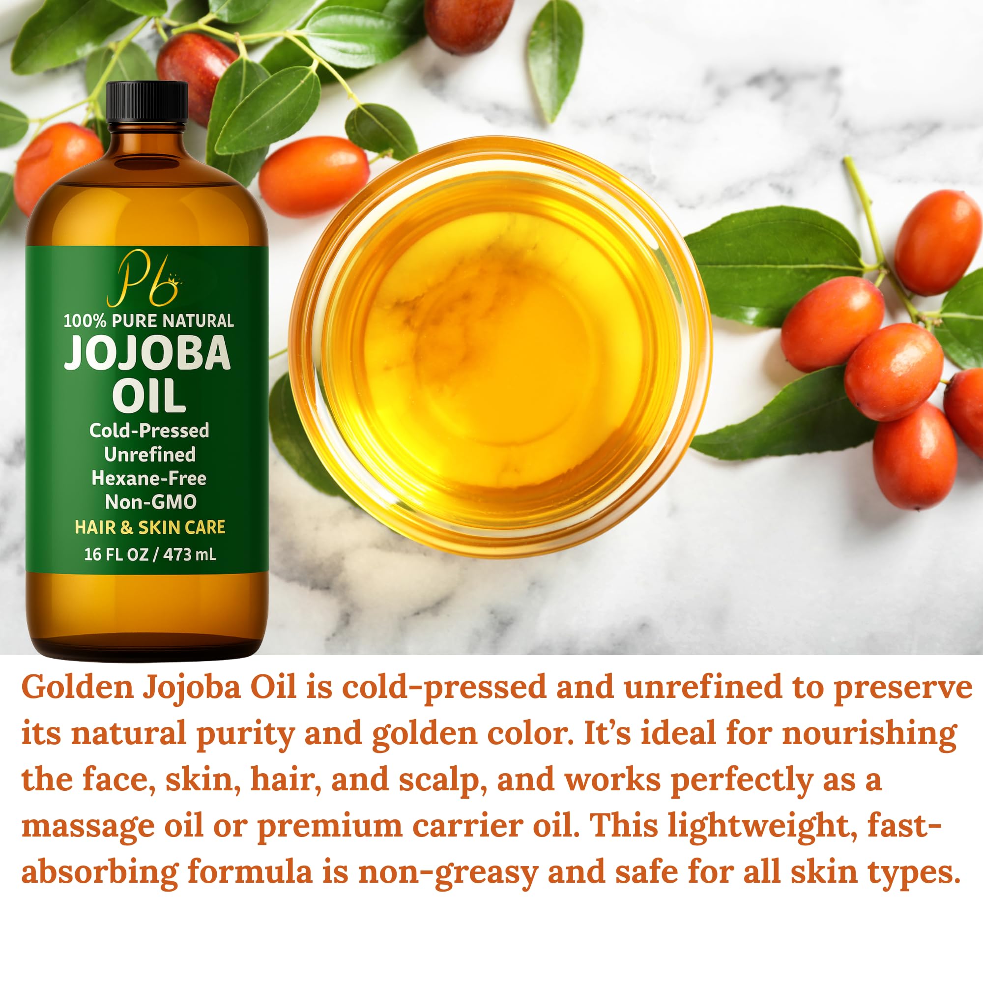 Pomberries Jojoba Oil pump in action for convenient daily use