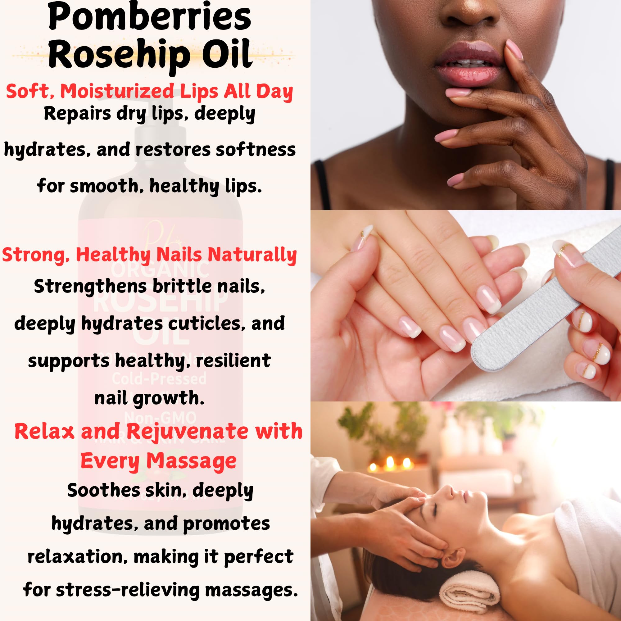 Guasha massage with Pomberries Rosehip Seed Oil for smoother skin texture