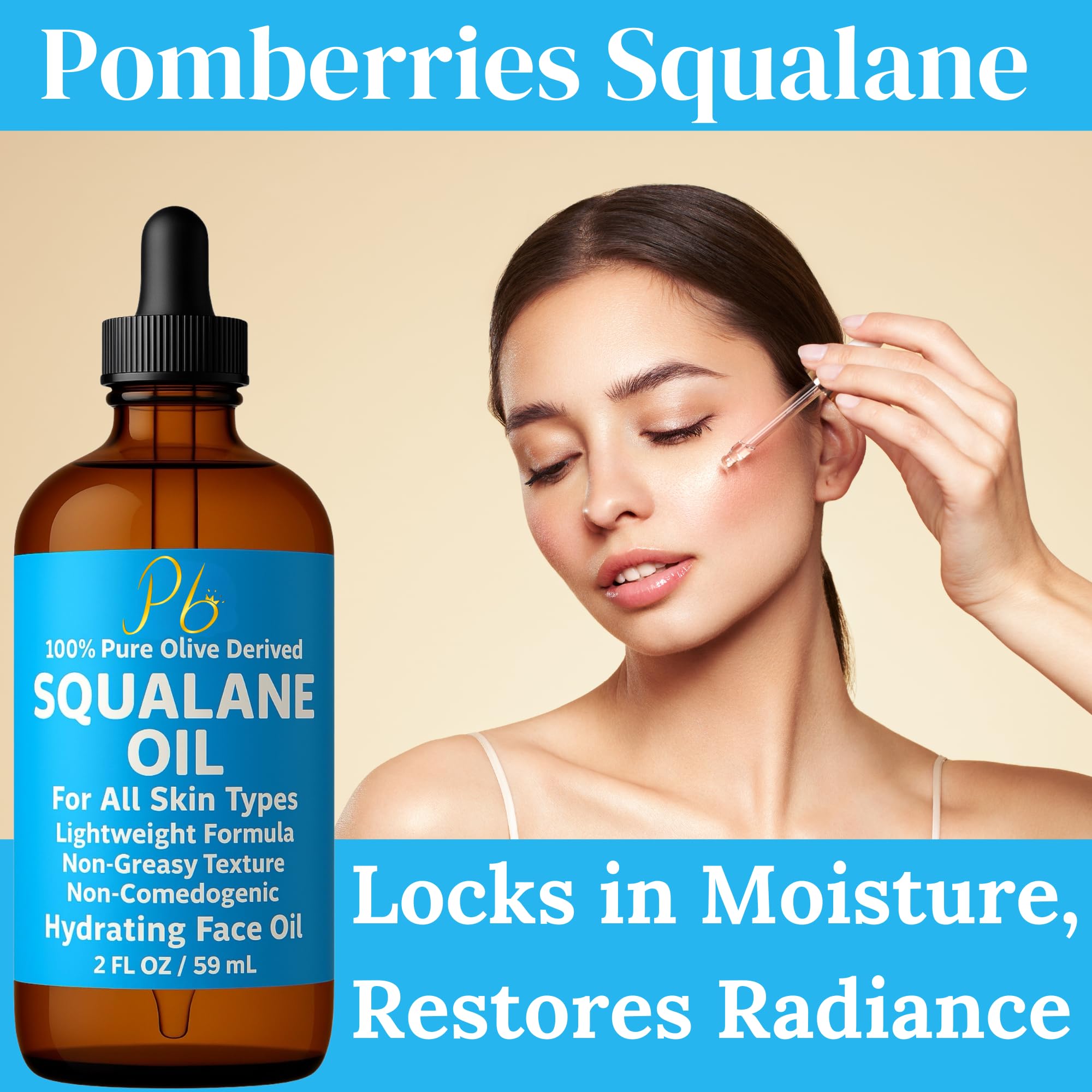 Pomberries Squalane Oil absorbs quickly, leaving soft, nourished skin