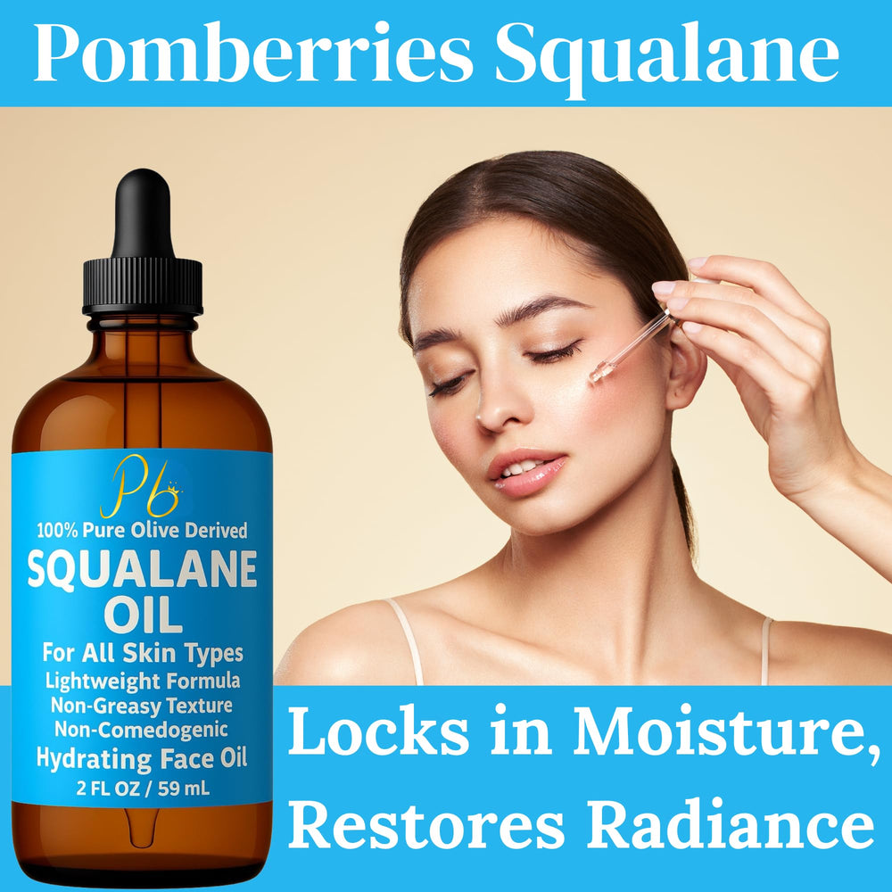 Pomberries Squalane Oil absorbs quickly, leaving soft, nourished skin
