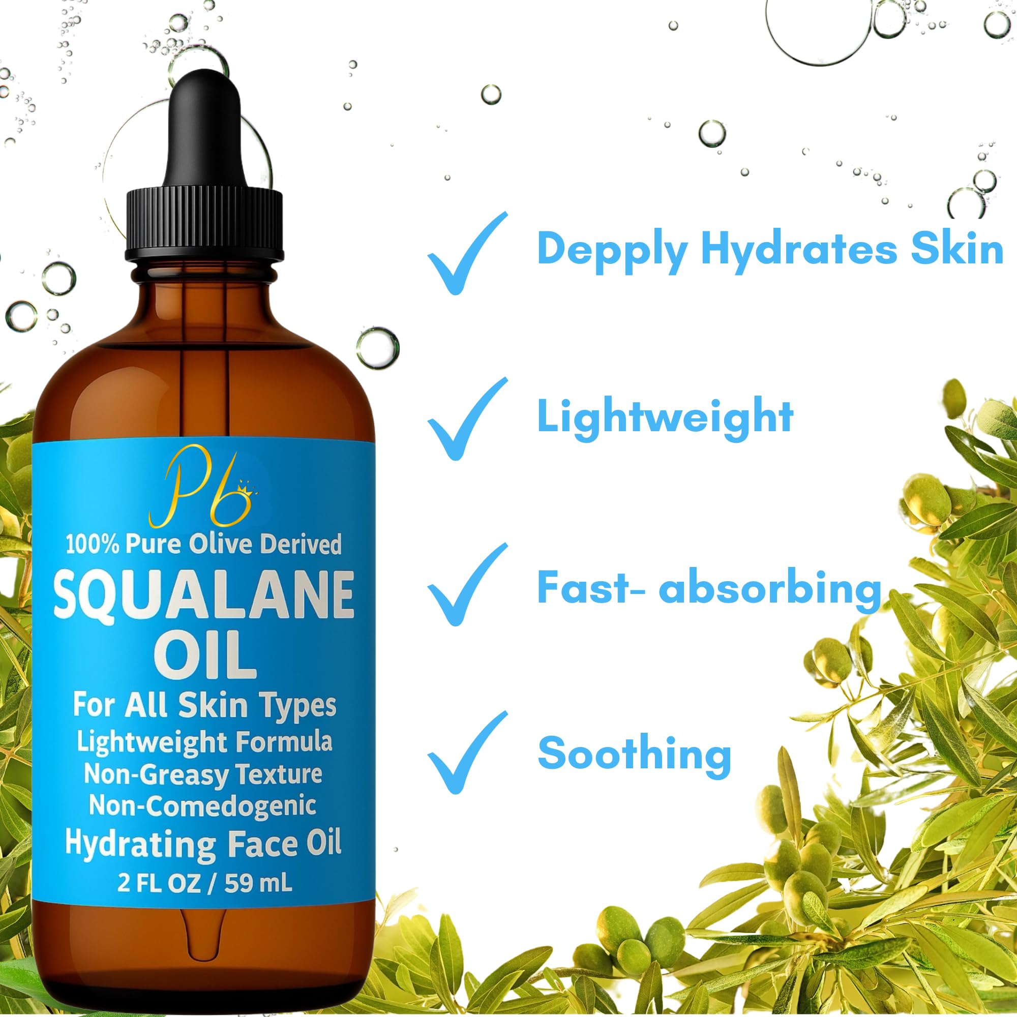 Pomberries Squalane Oil in amber bottle protects potency
