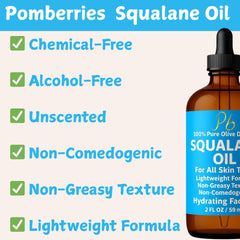 Pomberries Squalane Oil applied to the face for lightweight hydration