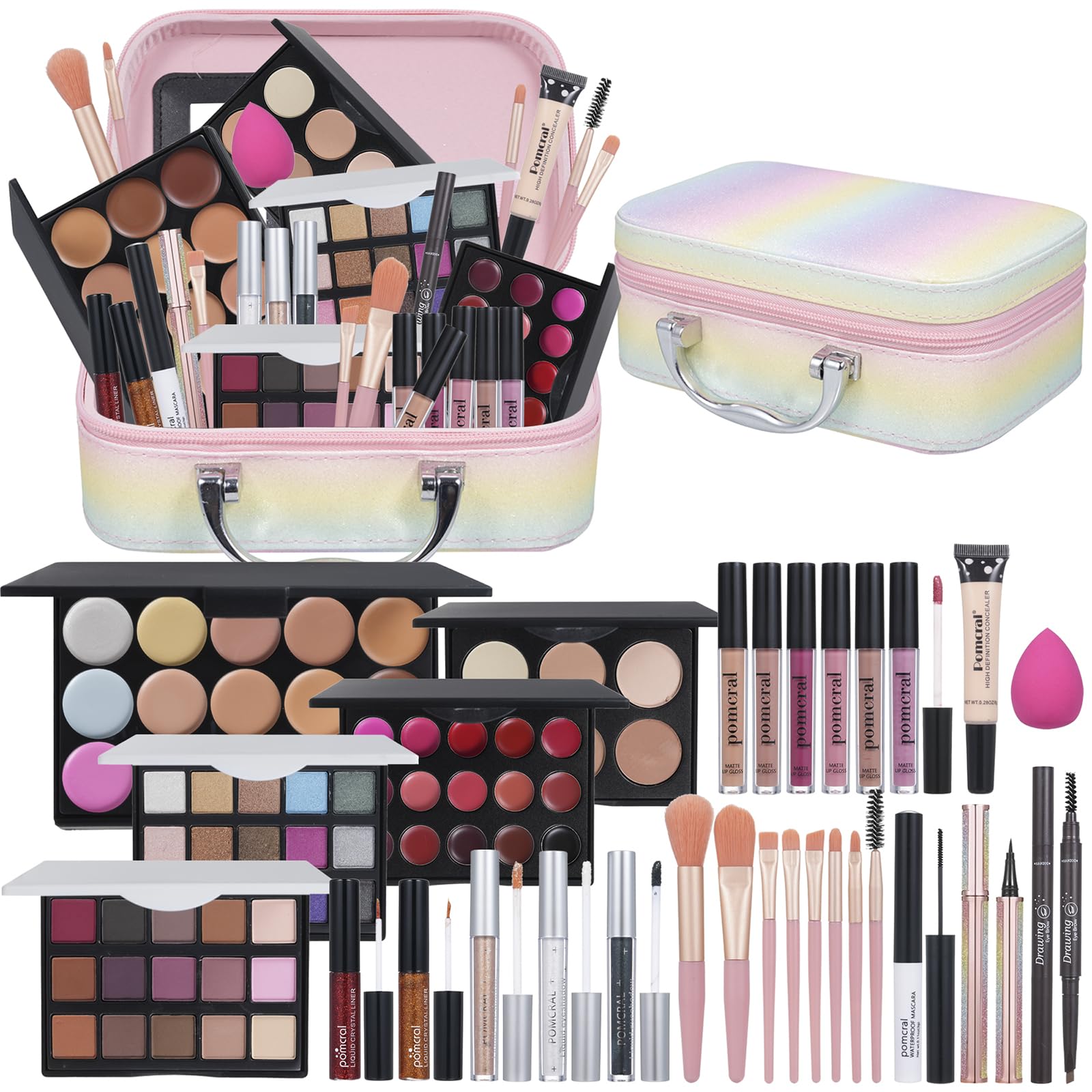 Pomcral All In On Makeup Kit eye shadow palette with 30 shades for versatile looks