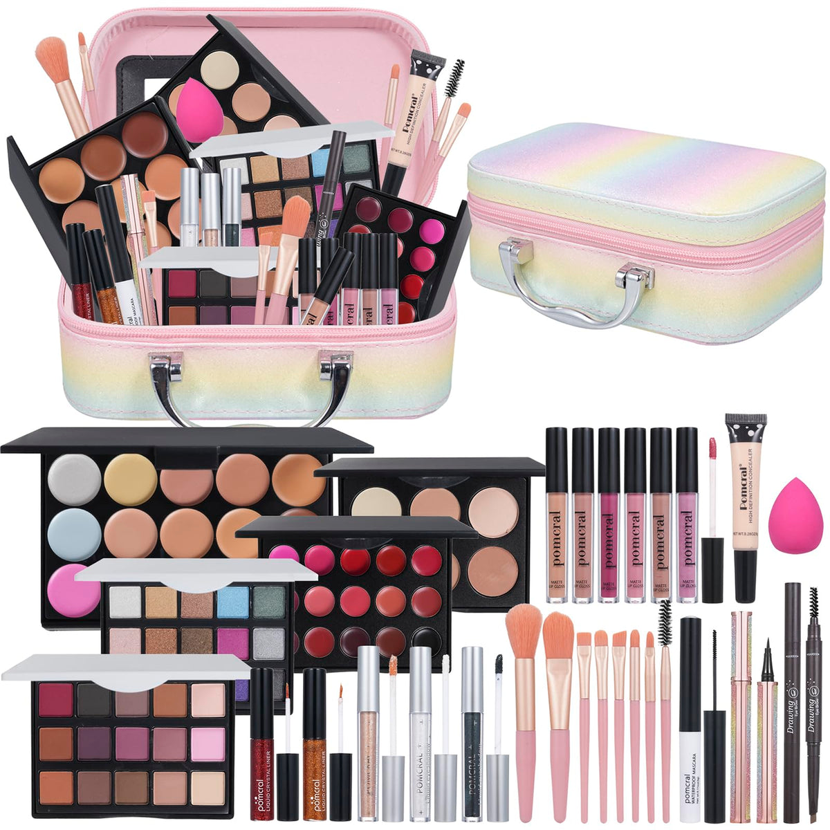 Pomcral All In On Makeup Kit eye shadow palette with 30 shades for versatile looks