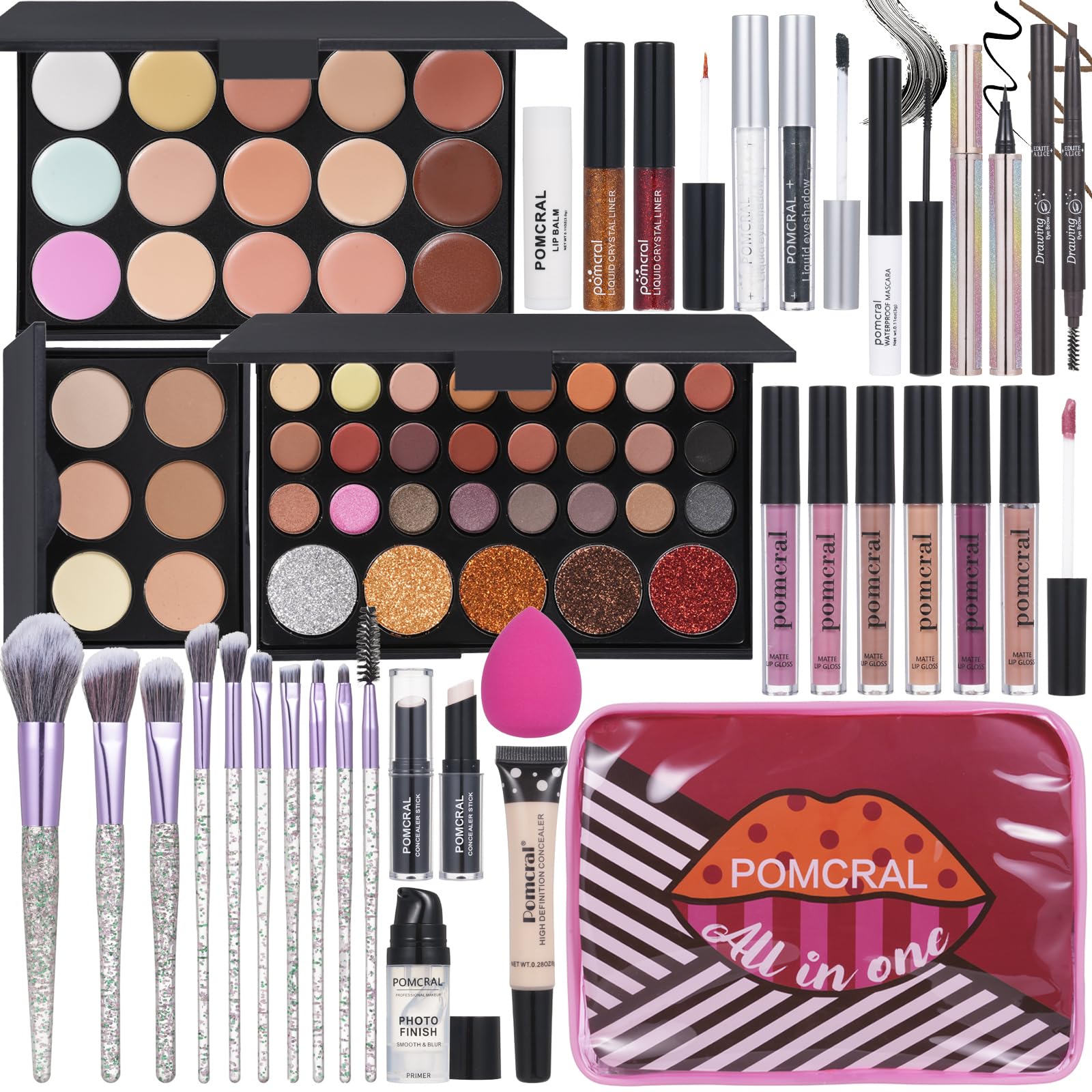 Pomcral makeup kit eyeshadow palette offers silky, blendable shades for everyday looks