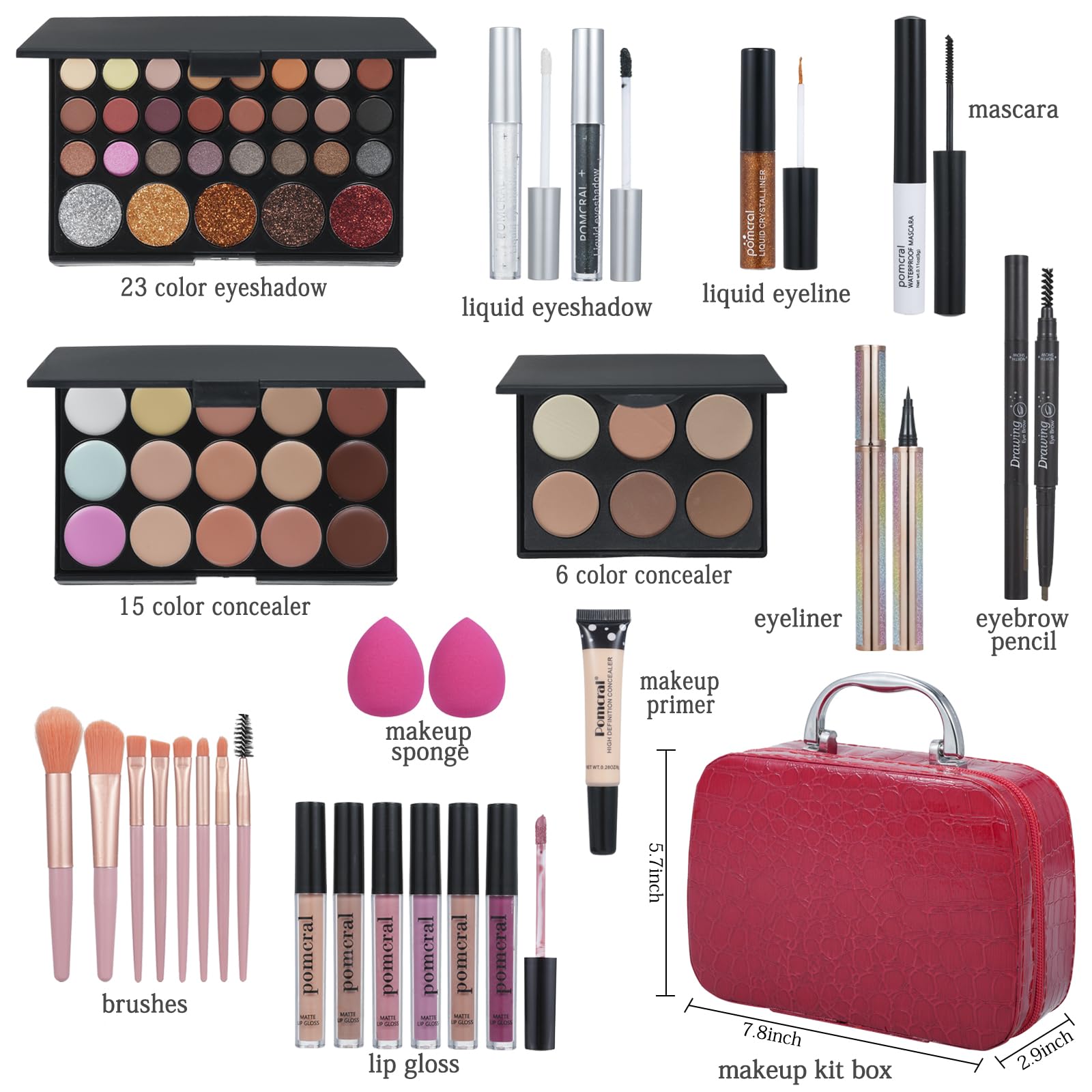 Pomcral makeup kit eyeshadow palettes provide wide shade range