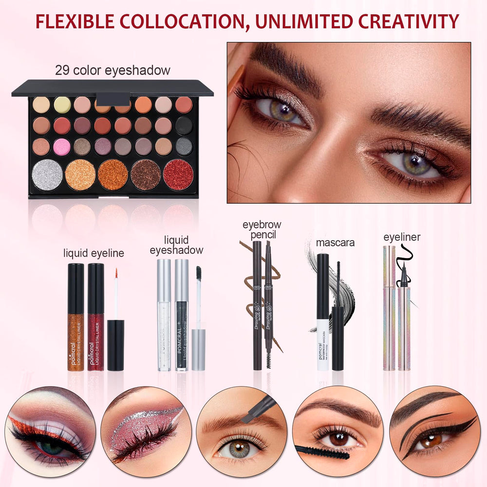 Pomcral makeup kit liquid glitter eyeliner creates bold definition for evening looks