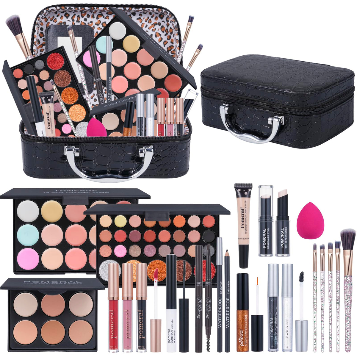 Pomcral makeup kit teens case showing secure storage for practice