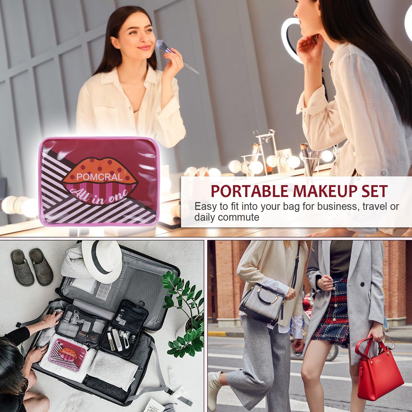 Pomcral makeup kit travel bag keeps contents organized for on the go