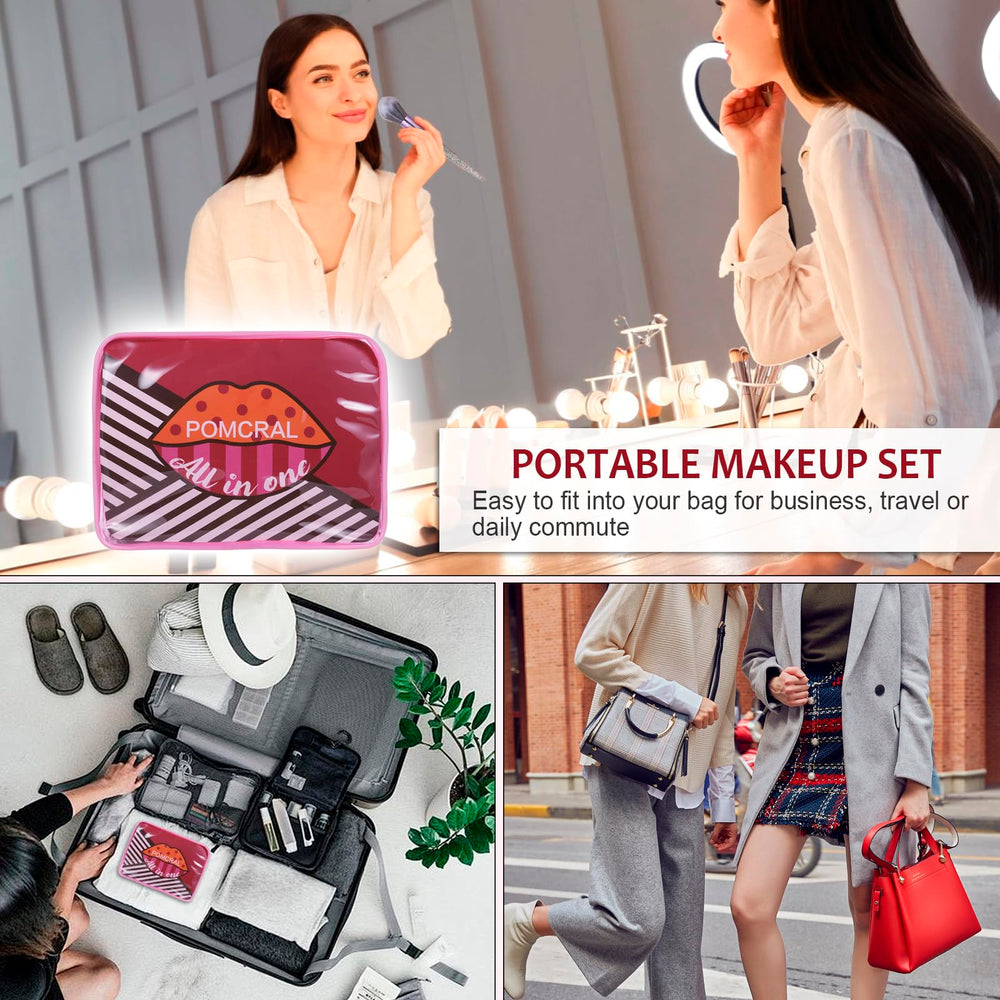 Pomcral makeup kit travel bag keeps contents organized for on the go