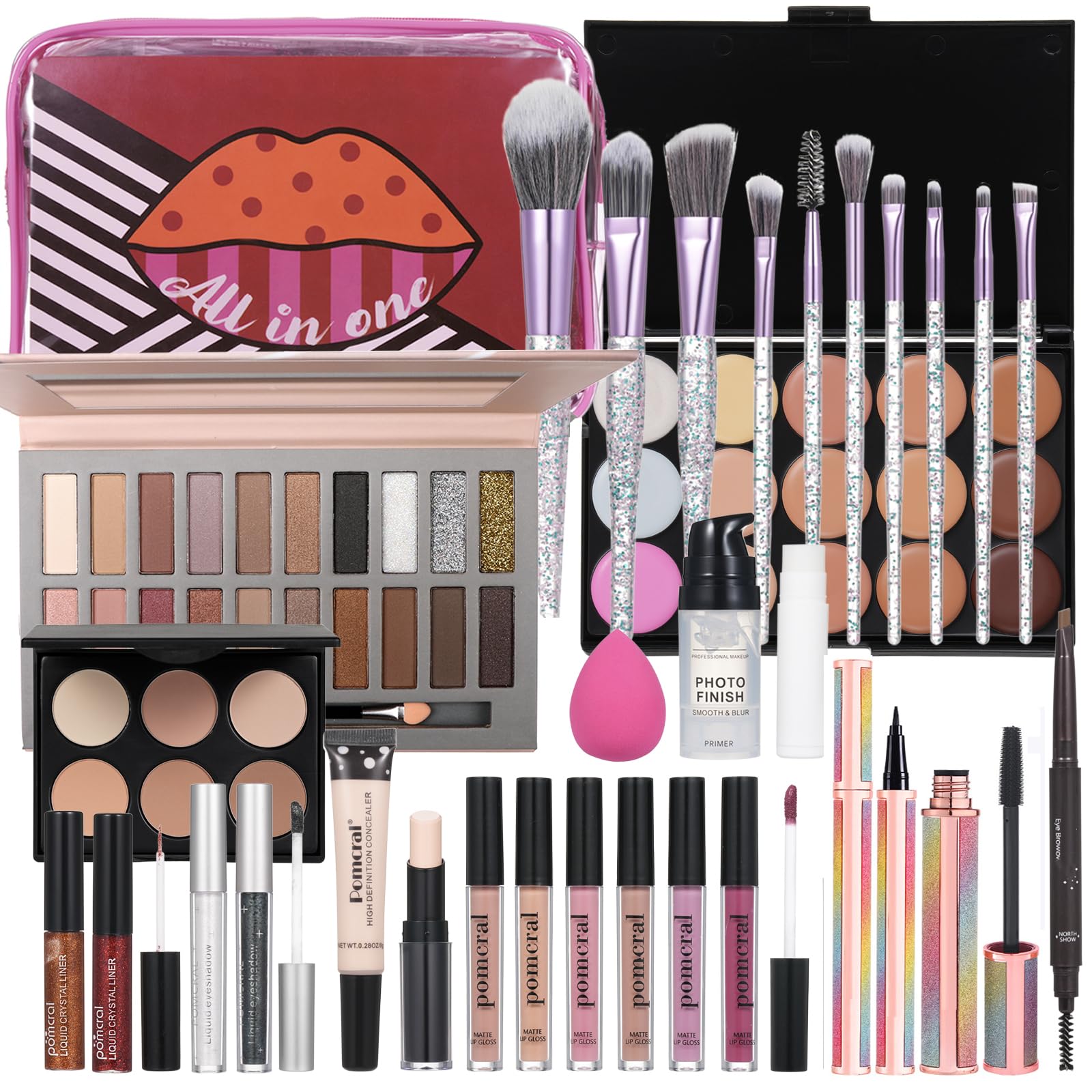 Pomcral travel makeup kit organizer bag keeps cosmetics secure and ready on the go