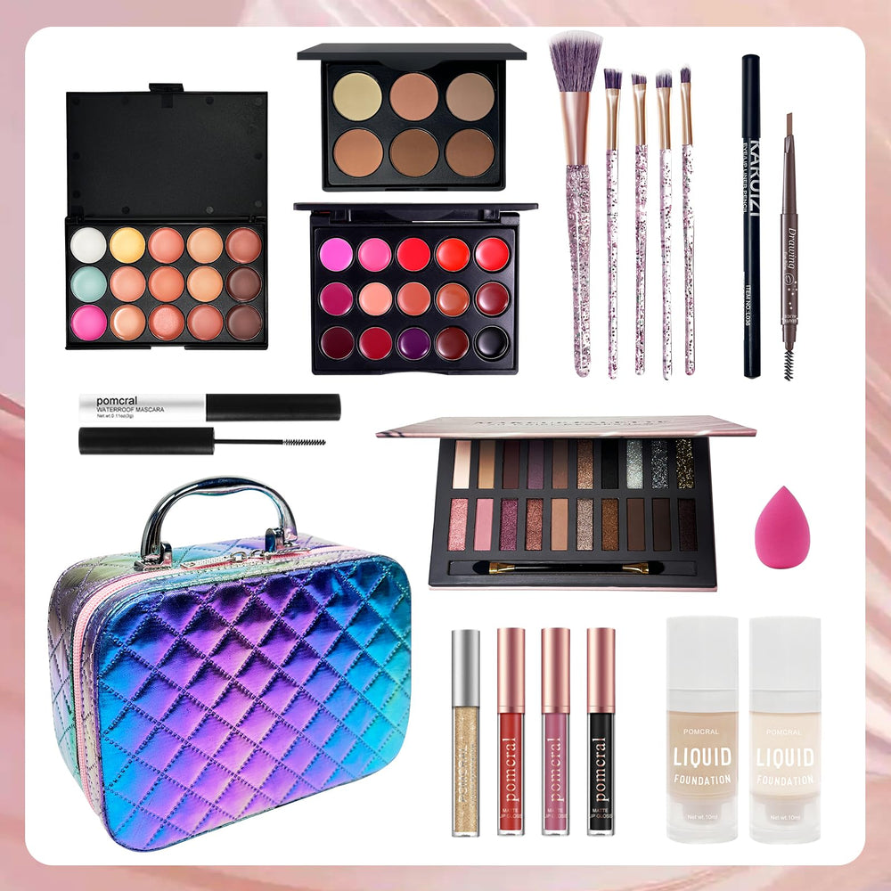 Pomcral Travel Makeup Kit palette panels offer versatile shade options for diverse skin tones.