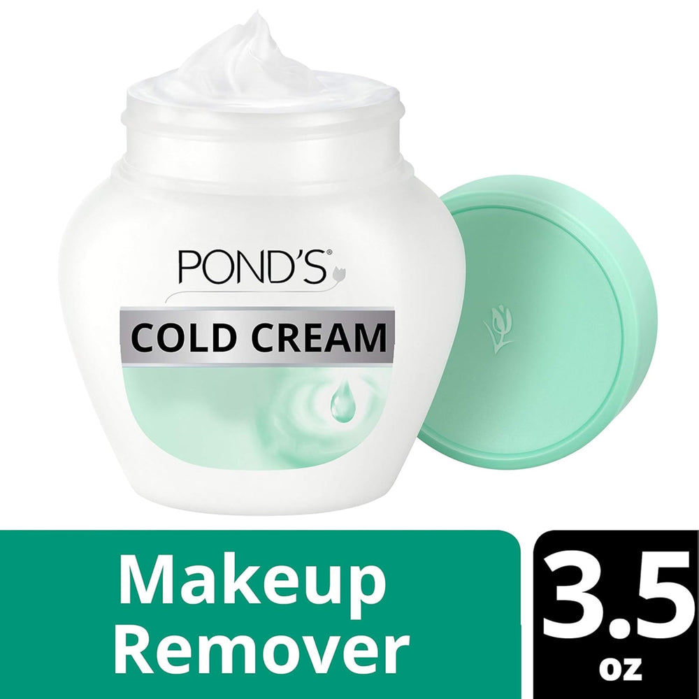 Pond's Cold Cream Cleanser jar highlights creamy, luxurious texture.