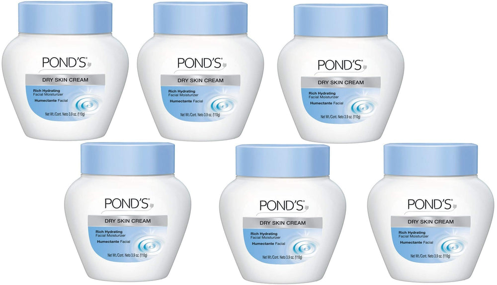 Pond's Dry Skin Cream front label with six-pack for daily hydration.