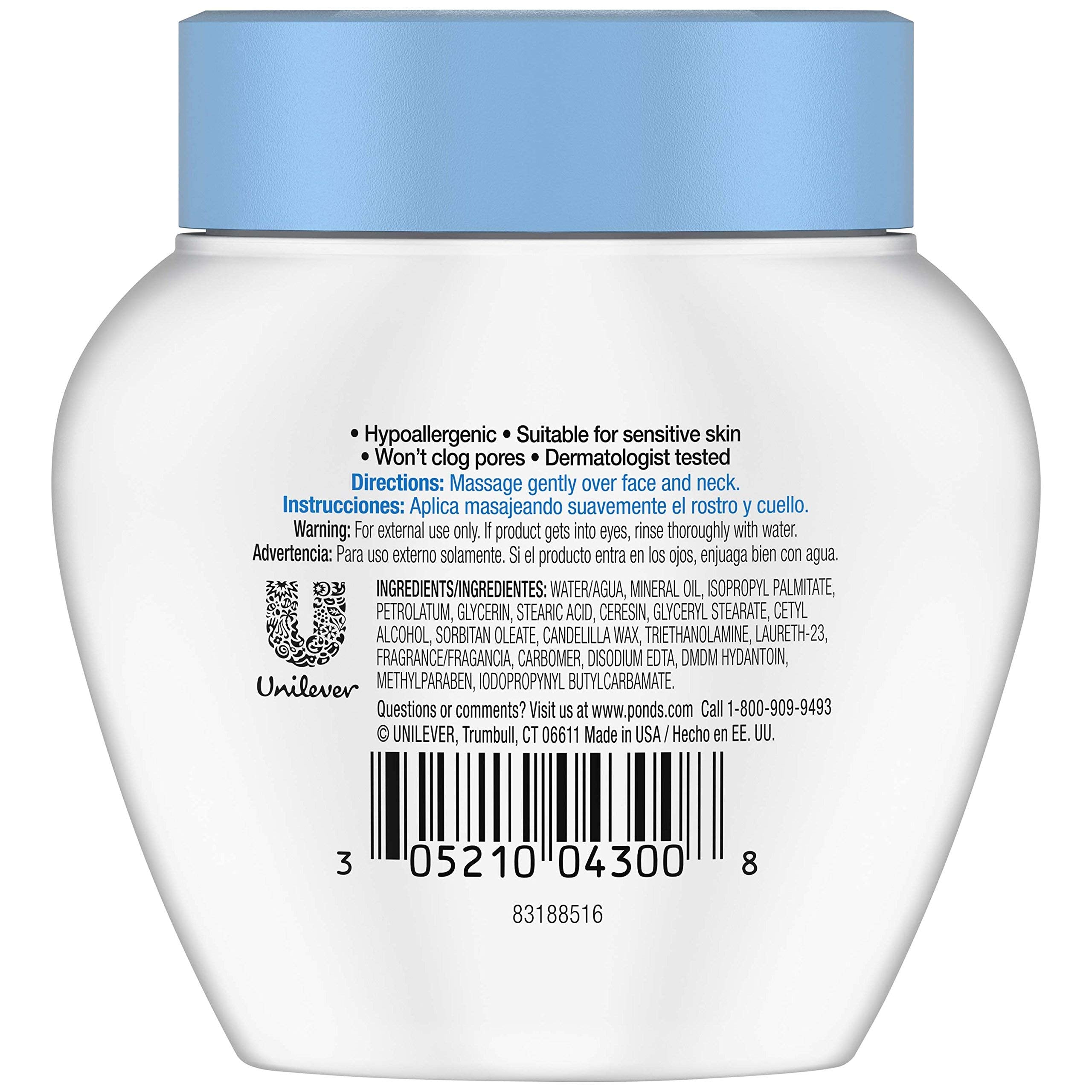Pond's Dry Skin Cream applied at night to lock in moisture after cleansing.